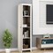 Costway Linen Tower Bathroom Storage Cabinet Tall Slim Side Organizer w/ Shelf White\ Black\Walnut